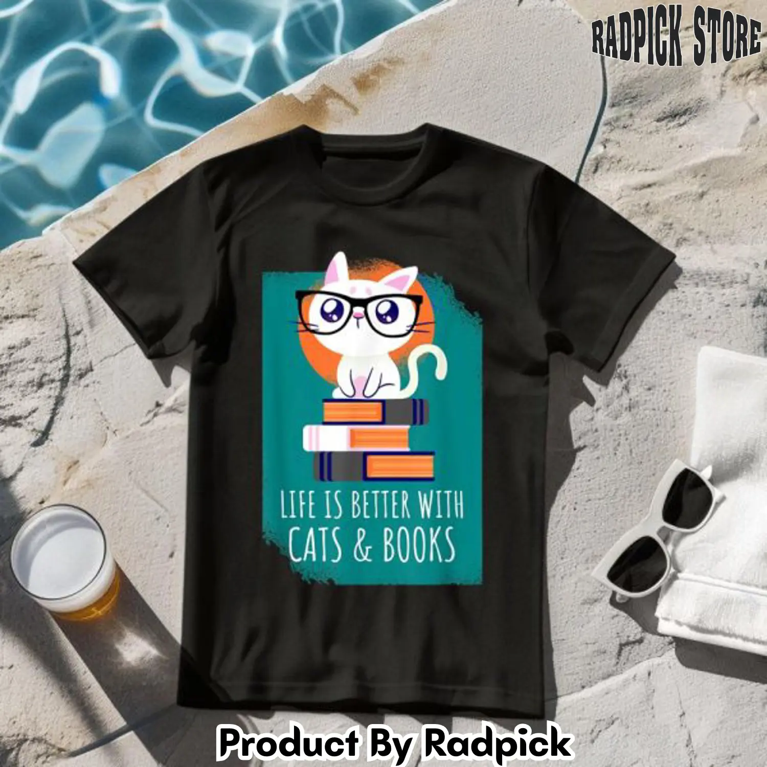 Life is better with cats and books tshirt rp2638906